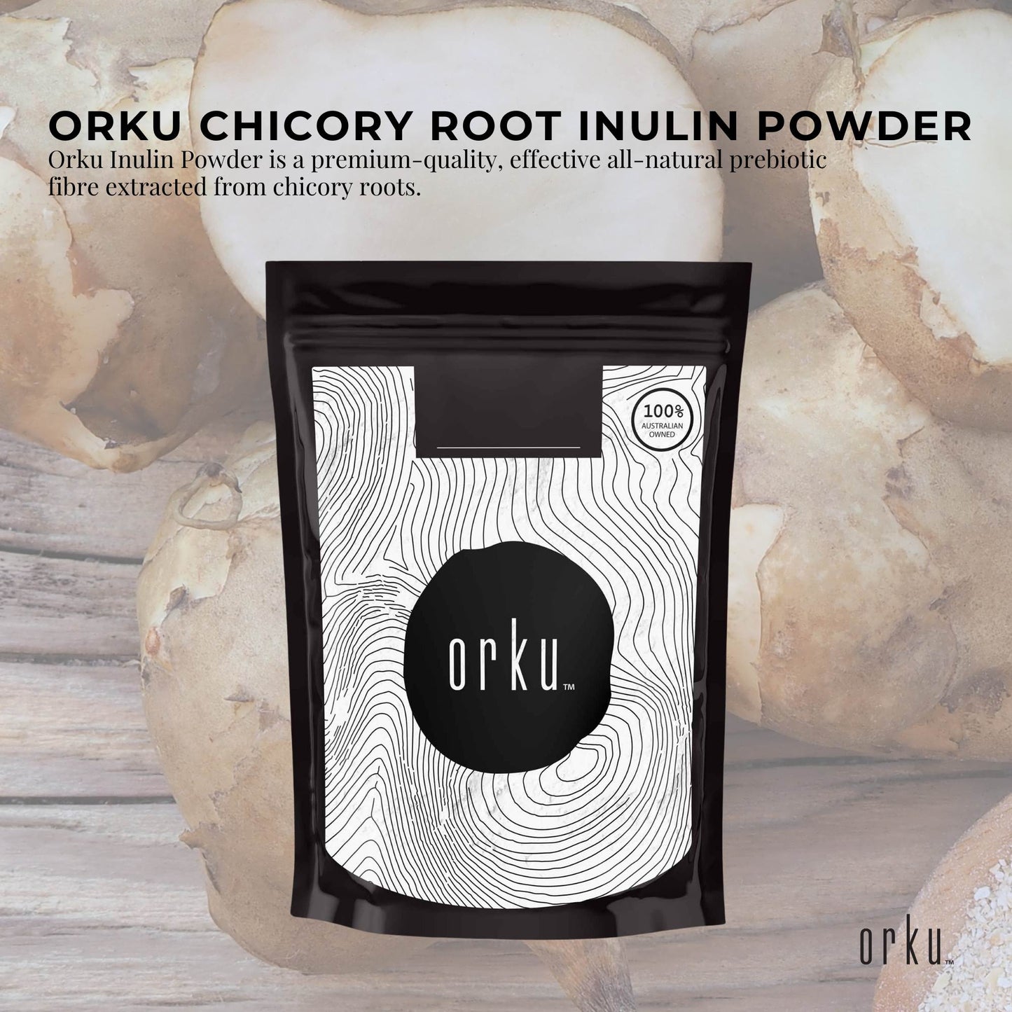 Orku 400g Chicory Root Inulin Powder - Natural Prebiotic Unflavoured Supplement