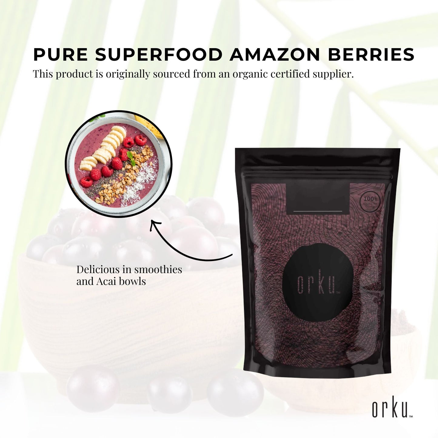100g Acai Powder 100% Organic - Superfood Amazon Berries