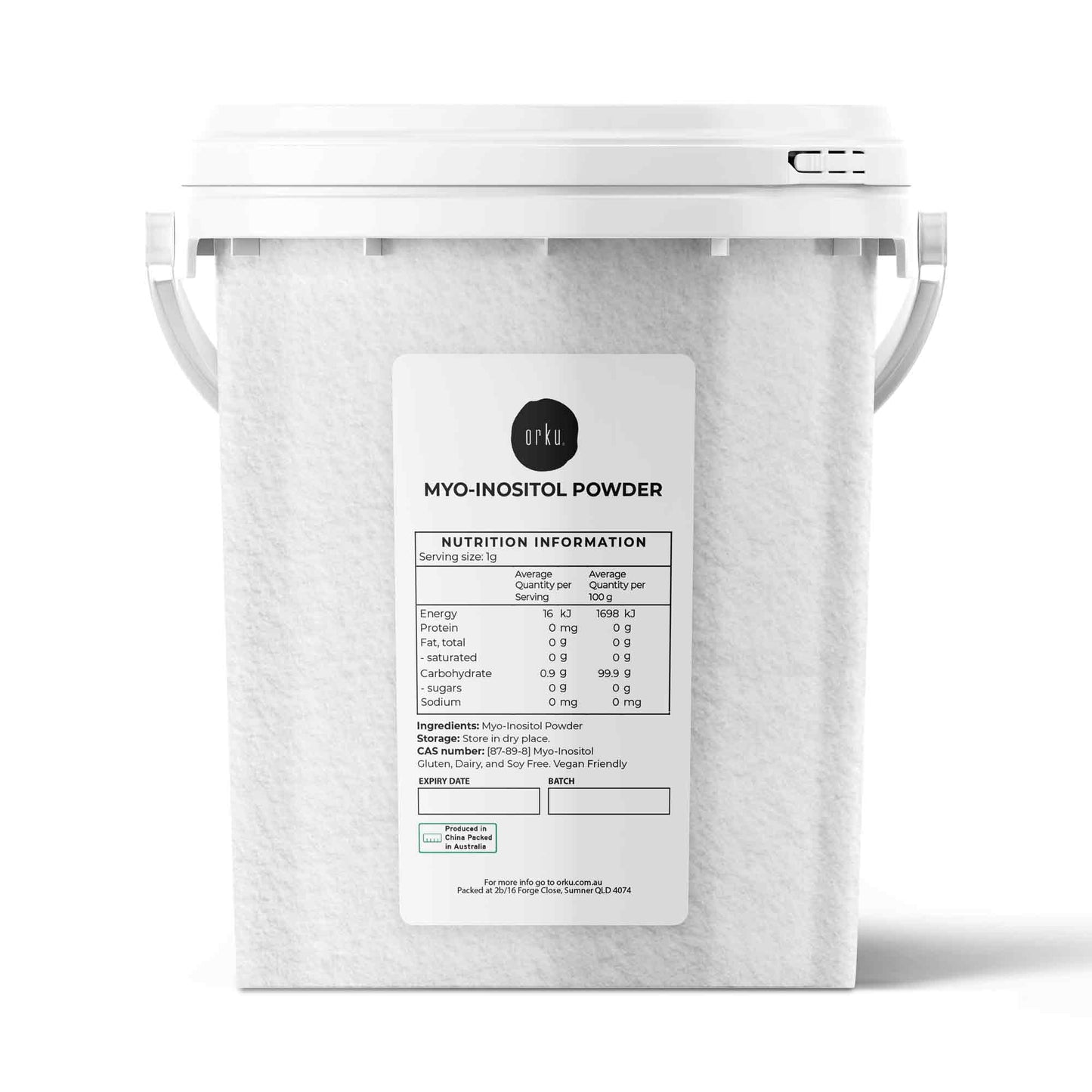 Orku 800g Myo Inositol Powder Tub - Pharmaceutical-Grade Unflavoured Supplement