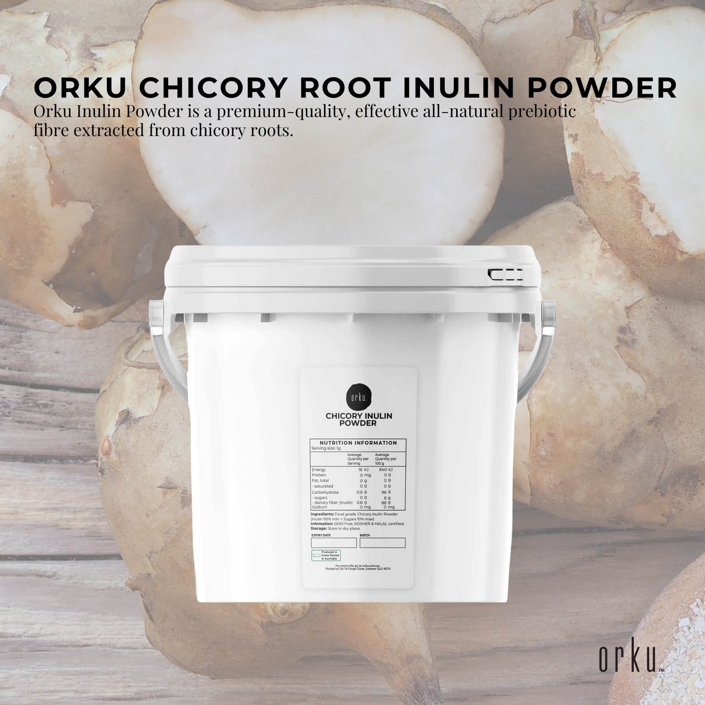 Orku 3.5Kg Chicory Root Inulin Powder Bucket - Prebiotic Unflavoured Supplement
